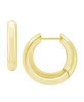 And Now This High Polished Thick Puff Hinge Hoop Earring, Gold Plate and Silver Plate - Gold