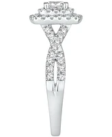 Princess-Cut Diamond Twist Halo Engagement Ring (1 ct. t.w.) 14k Gold