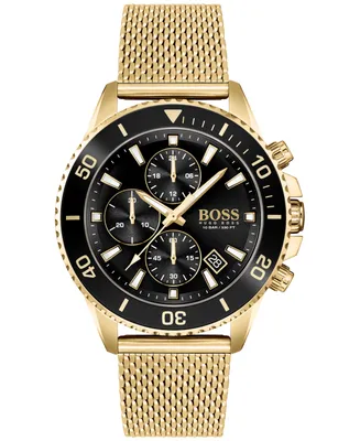 Hugo Boss Men's Admiral Chronograph Gold-Plated Stainless Steel Strap Watch 45mm