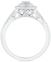 Diamond Cushion Halo Twist Bridal Set (5/8 ct. t.w.) in 14k White Gold