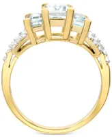 Aquamarine (3 ct. t.w) & Diamond (1/2 ct. t.w.) Ring in 14K Yellow Gold