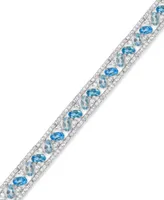 Blue and White Topaz Tennis Bracelet in Sterling Silver