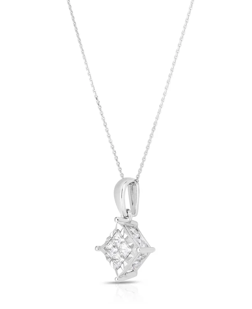 Princess Quad 18" Pendant Necklace (3/4 ct. t.w.) in 14k White Gold