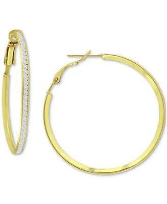 Giani Bernini Cubic Zirconia Medium Hoop Earrings, 1.5", Created for Macy's