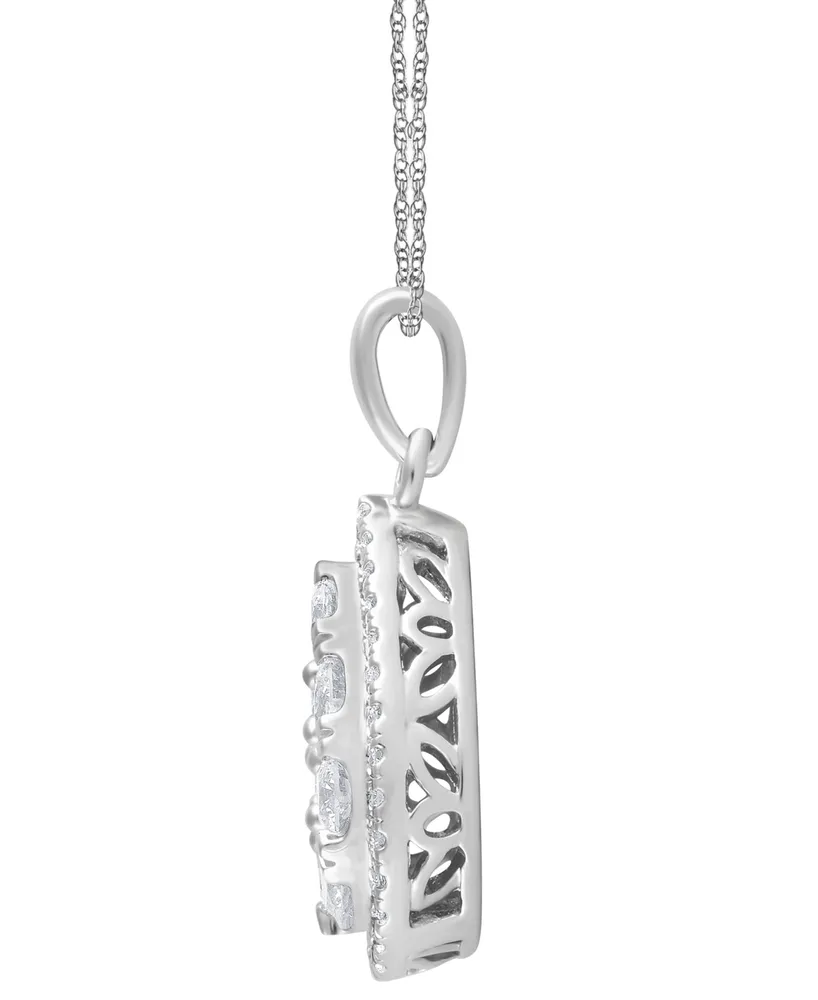 Diamond Pear Halo 18" Pendant Necklace (3/4 ct. t.w.) in 14k White Gold