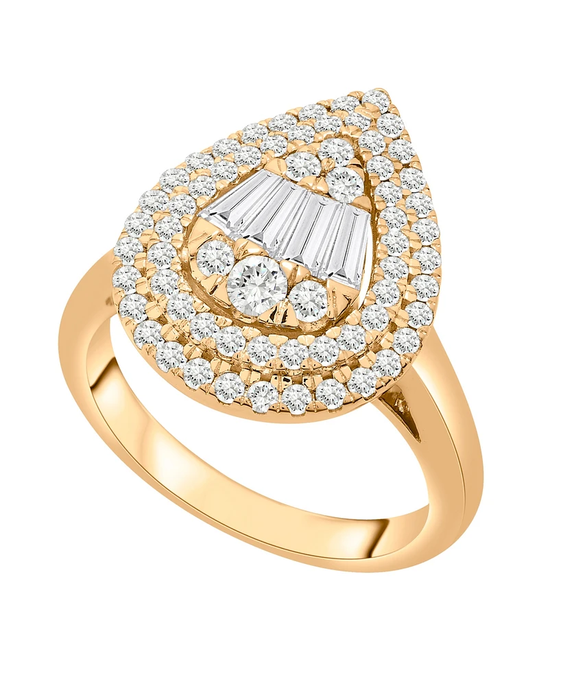 Wrapped in Love Diamond Teardrop Cluster Statement Ring (1 ct. t.w.) in 14k White Gold or 14k Yellow Gold, Created for Macy's