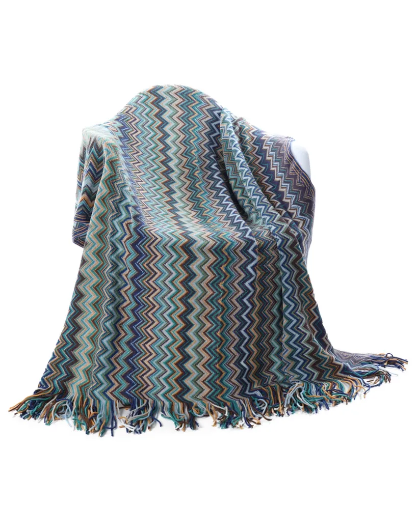 Multi-Color Chevron Pattern Decorative Throw, 60" x 50"