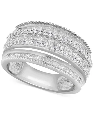 Diamond Multirow Statement Ring (3/4 ct. t.w.) Sterling Silver