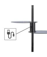 2 Tier Convenient Swivel Glass Tables Floor Lamp