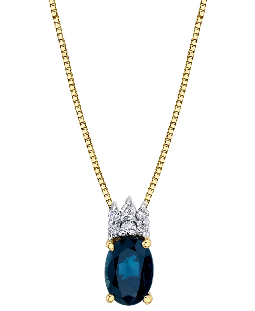 Sapphire (1 ct. t.w.) & Diamond (1/20 ct. t.w.) 18" Pendant Necklace in 14k Gold