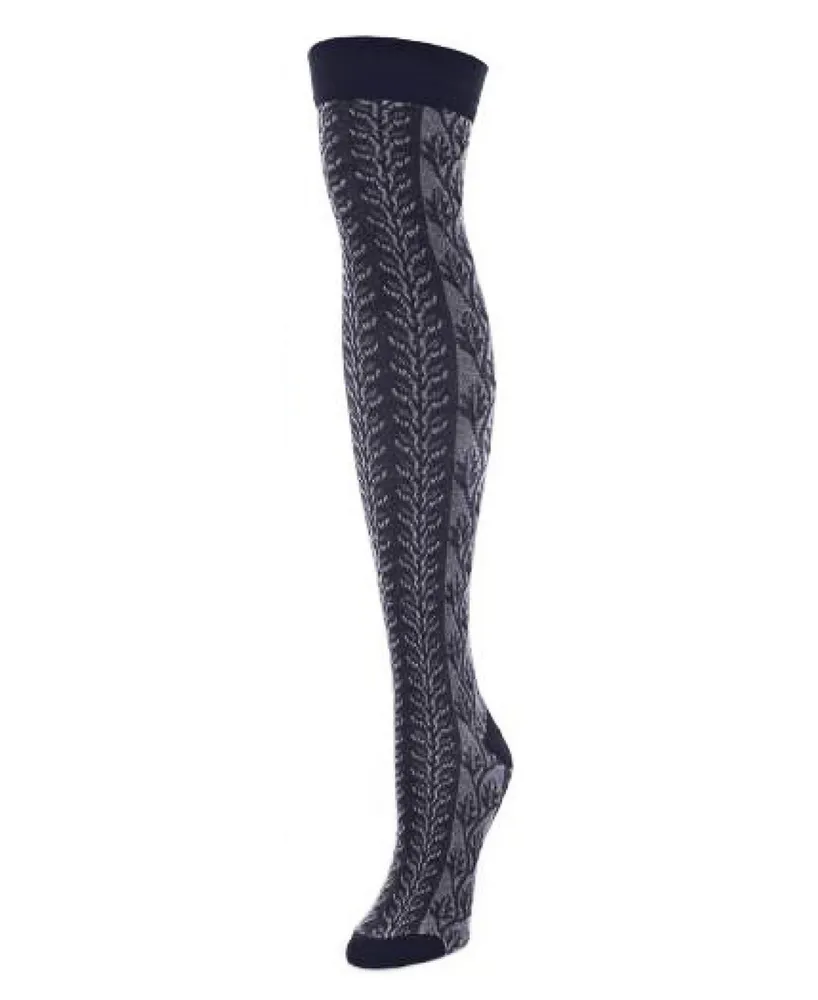 MeMoi Women's Leaf Vine Over The Knee Socks