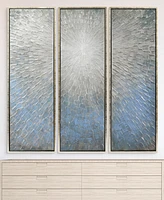 Empire Art Direct Silver Ice 3-Piece Textured Metallic Hand Painted Wall Art Set by Martin Edwards, 60" x 20" x 1.5"