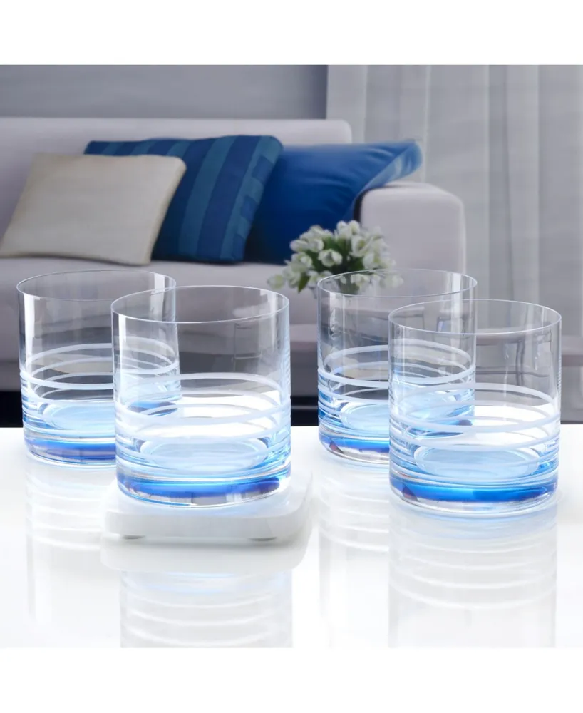 Mikasa Cal Blue Ombre Double Old Fashioned Glasses Set of 4, 15.5 oz