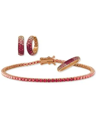 Le Vian Strawberry Layer Cake Multi Gemstone Ring Necklace Earrings Collection In 14k Rose Gold