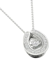Twinkling Diamond Star Diamond Framed 18" Pendant Necklace (1/5 ct. t.w.) in 10k White Gold