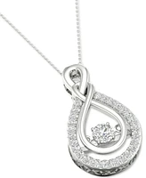 Twinkling Diamond Star Diamond Teardrop 18" Pendant Necklace (1/3 ct. t.w.) in 10k White Gold