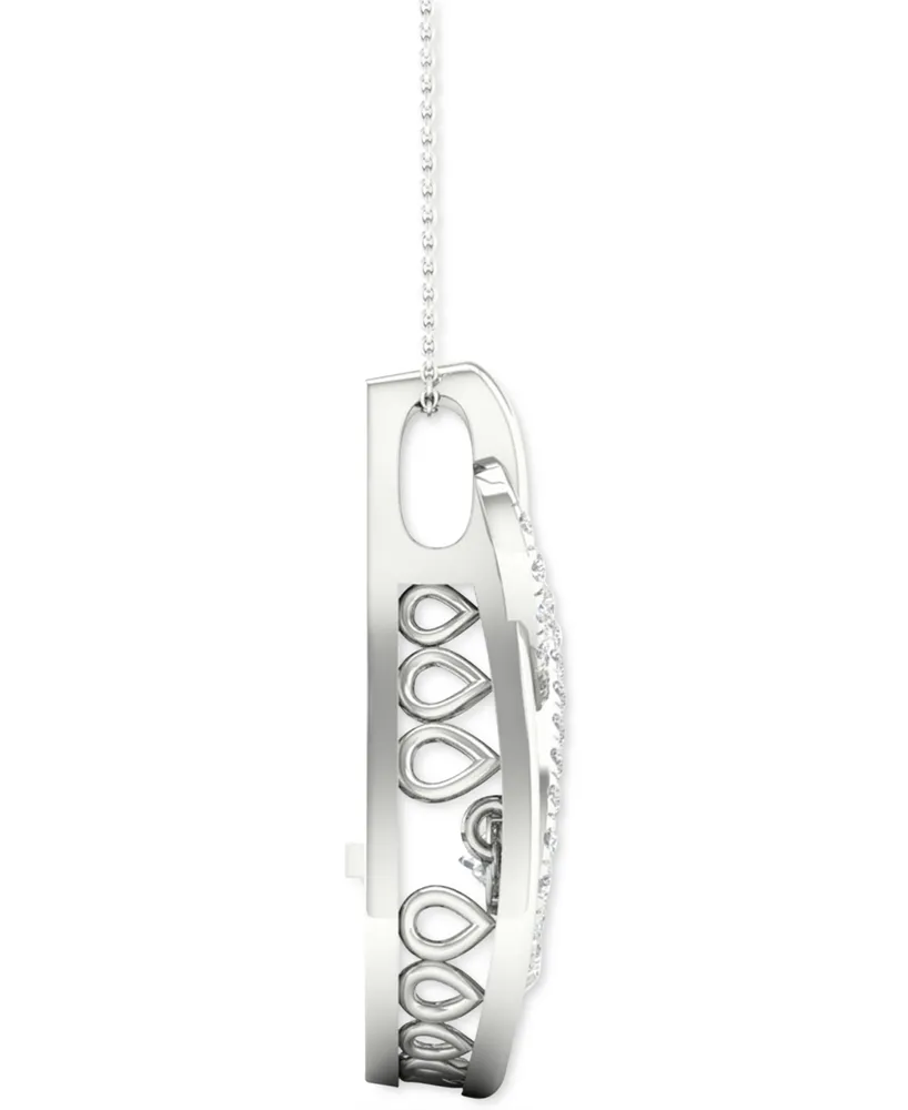 Twinkling Diamond Star Diamond Infinity Teardrop 18" Pendant Necklace (1/5 ct. t.w.) in 10k White Gold