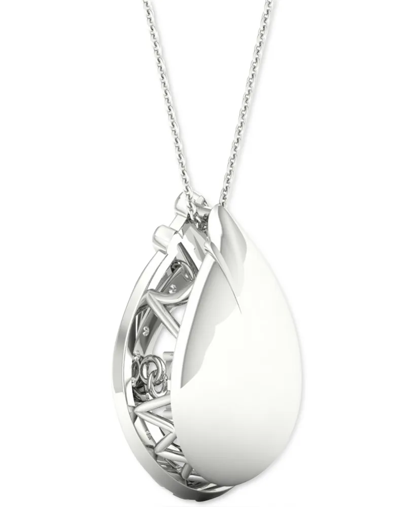 Twinkling Diamond Star Diamond Teardrop Halo 18" Pendant Necklace (3/4 ct. t.w.) in 10k White Gold
