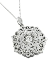 Twinkling Diamond Star Diamond Filigree 18" Pendant Necklace (1/3 ct. t.w.) in 10k White Gold