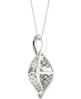 Twinkling Diamond Star Diamond Swirl Halo 18" Pendant Necklace (1/5 ct. t.w.) in 10k White Gold