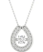 Twinkling Diamond Star Diamond Horseshoe 18" Pendant Necklace (1/4 ct. t.w.) in 10k White Gold