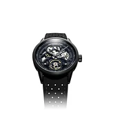 Raymond Weil Men's Swiss Automatic Freelancer Black Perforated Rubber Strap Watch 42mm