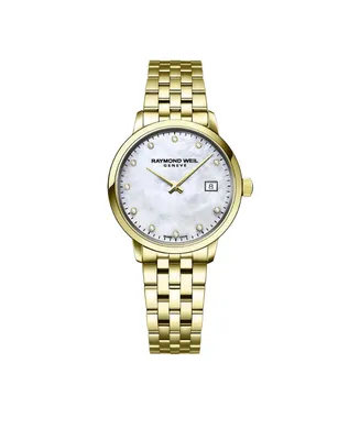 Raymond Weil Women's Swiss Toccata Diamond-Accent Gold-Tone Stainless Steel Bracelet Watch 29mm