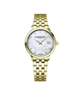 Raymond Weil Women's Swiss Toccata Diamond-Accent Gold-Tone Stainless Steel Bracelet Watch 29mm