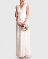 Seraphine Women's Long Lace V Neck Maternity Bridal Gown