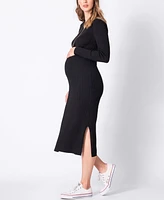 Seraphine Women's Ribbed Maternity Nursing Midi Dress
