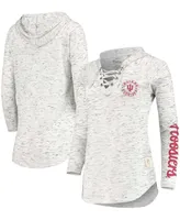 Pressbox Women's Gray Indiana Hoosiers Kate Space Dye Lace-Up Long Sleeve T-Shirt