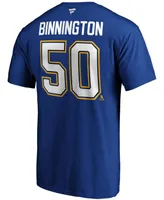 Fanatics Branded Men's Jordan Binnington Blue St. Louis Blues Team Authentic Stack Name & Number T-Shirt