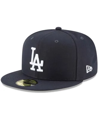 New Era Men's Navy Los Angeles Dodgers Logo White 59FIFTY Fitted Hat