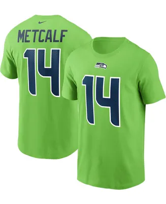 Men's Dk Metcalf Neon Green Seattle Seahawks Name and Number T-shirt