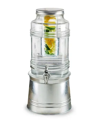 Style Setter Bungalow Beverage 2.4 Gallon Dispenser with Ice Insert, Fruit Infuser, and Galvanized Base