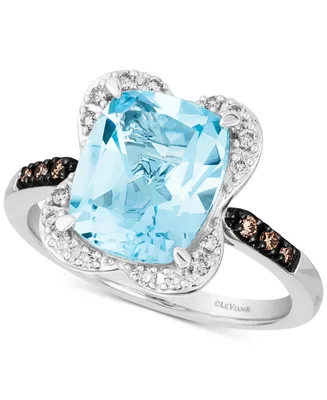 Le Vian Blue Topaz (4-1/4 ct. t.w.) & Diamond (1/5 ct. t.w.) Ring in 14k White Gold