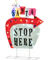 Pre-Lit Vintage-Like Vegas Santa Sign with 78 Led Lights, 50"