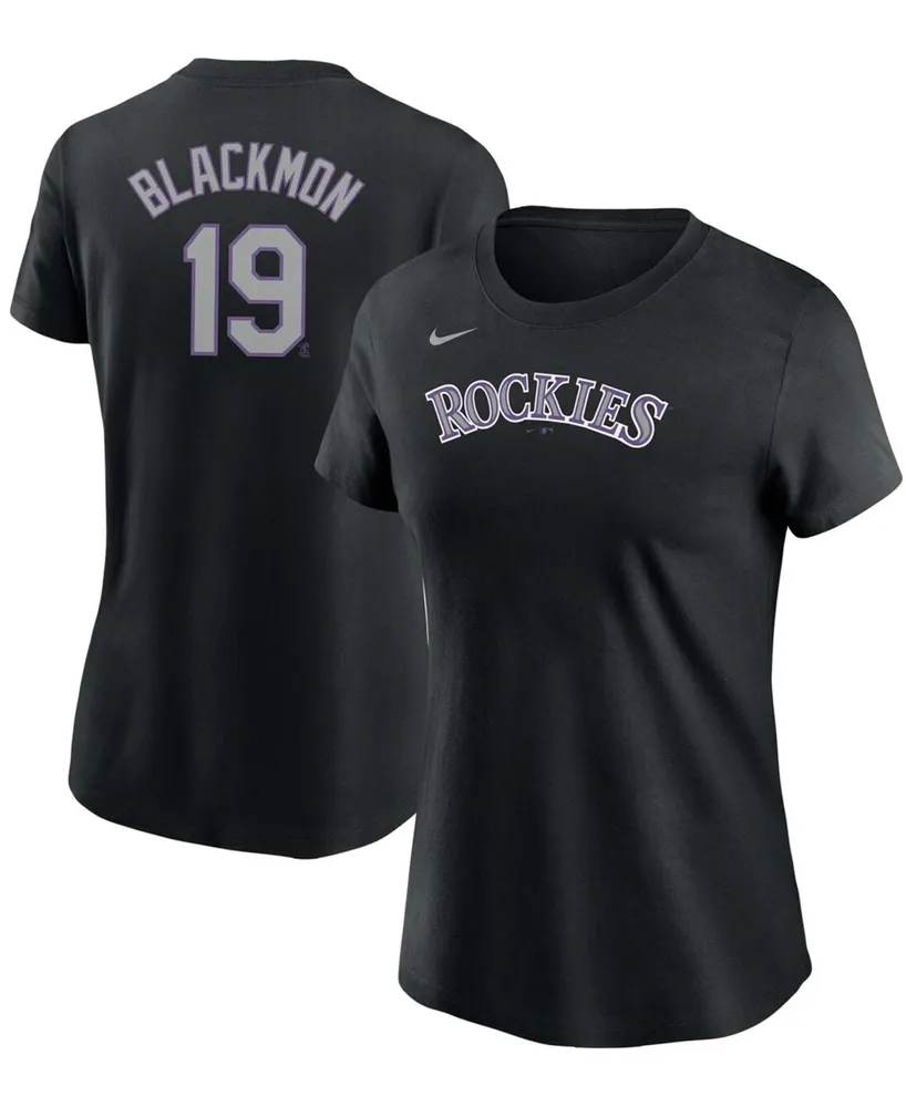 Women's Charlie Blackmon Black Colorado Rockies Name Number T-shirt