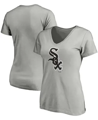 Women's Heathered Gray Chicago White Sox Core Official Logo V-Neck T-shirt