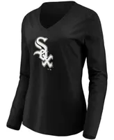 Women's Black Chicago White Sox Official Logo Long Sleeve V-Neck T-shirt