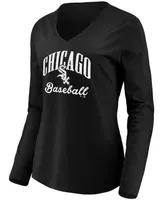 Women's Black Chicago White Sox Victory Script V-Neck Long Sleeve T-shirt