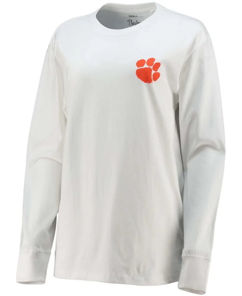 Women's White Clemson Tigers Traditions Pennant Long Sleeve T-shirt