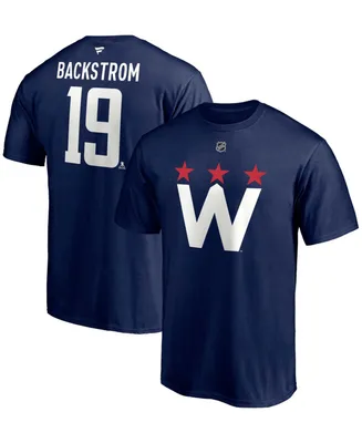 Men's Nicklas Backstrom Navy Washington Capitals 2020/21 Alternate Authentic Stack Name and Number T-shirt