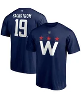 Men's Nicklas Backstrom Navy Washington Capitals 2020/21 Alternate Authentic Stack Name and Number T-shirt