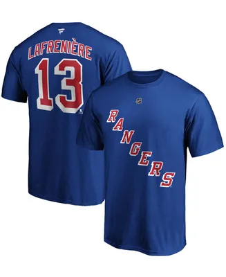 Men's Alexis Lafreniere Blue New York Rangers Authentic Stack Name and Number T-shirt