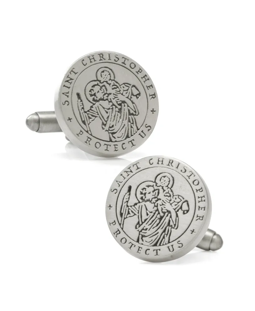 Ox & Bull Trading Co. Men's St. Christopher Amulet Cufflinks - Silver