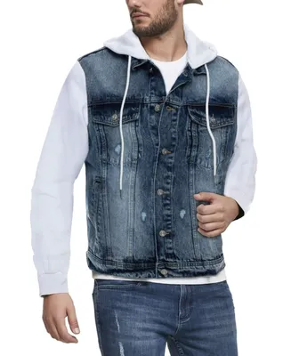 Men's Hooded Sweatshirt Denim Jacket