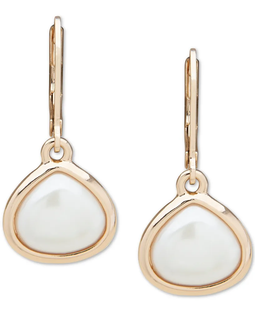 Anne Klein Gold-tone Imitation Pearl Drop Earrings