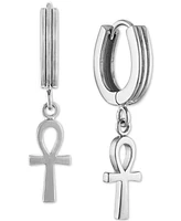 Esquire Men's Jewelry Ankh Cross Drop Earrings, Created for Macy's in 14k Gold-Plated Sterling Silver (Also in Sterling Silver)