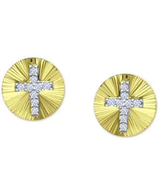 Giani Bernini Cubic Zirconia Cross Disc Stud Earrings, Created for Macy's